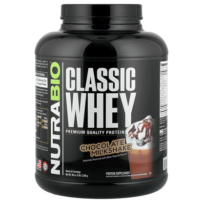 NutraBio, Classic Whey Protein, Chocolate Milkshake, 5 lbs (2,268 g)