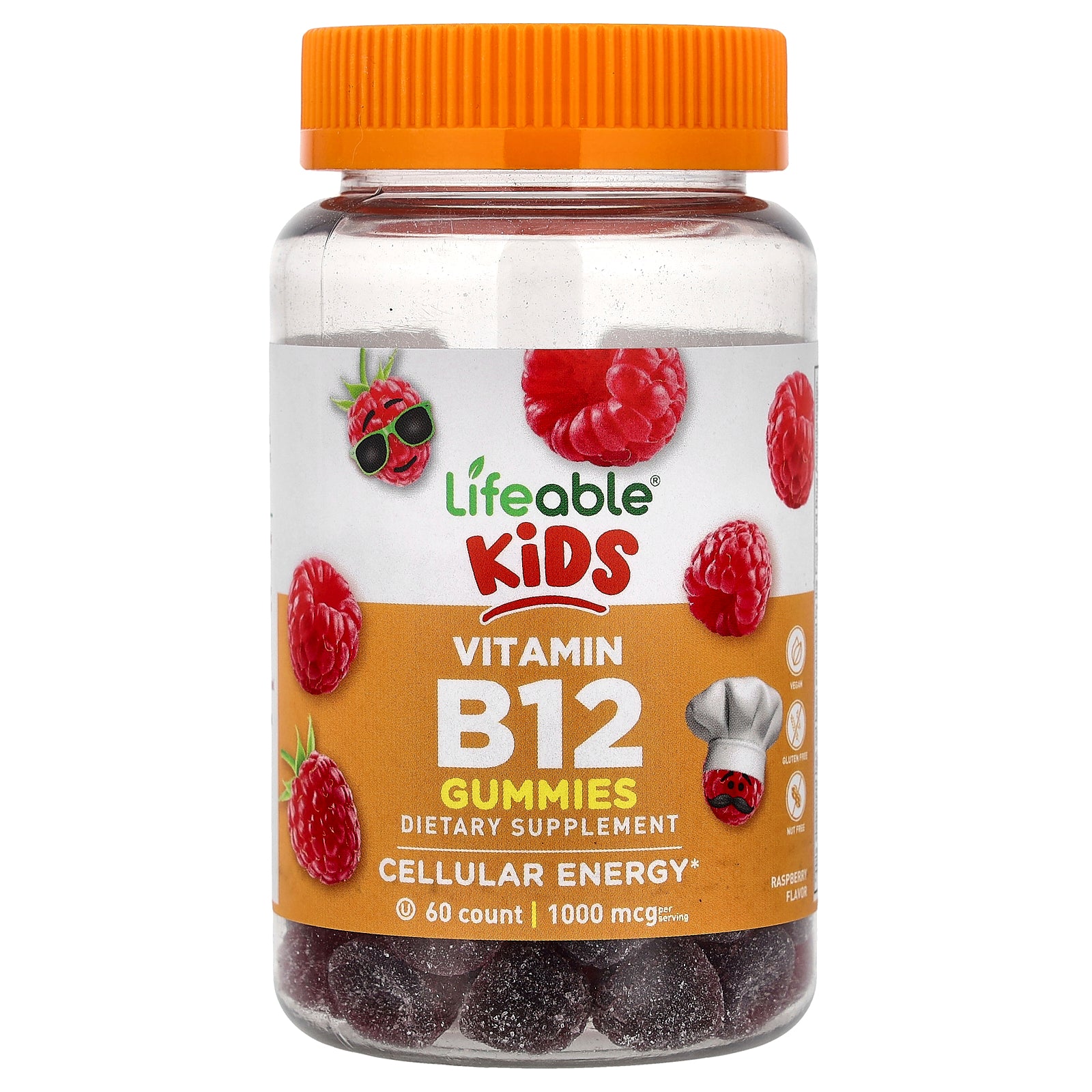Lifeable, Kids Vitamin B12 Gummies, Raspberry, 60 Gummies (500 mcg per Gummy)