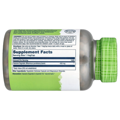 Solaray, True Herbs, Cascara Sagrada, 450 mg, 180 VegCaps