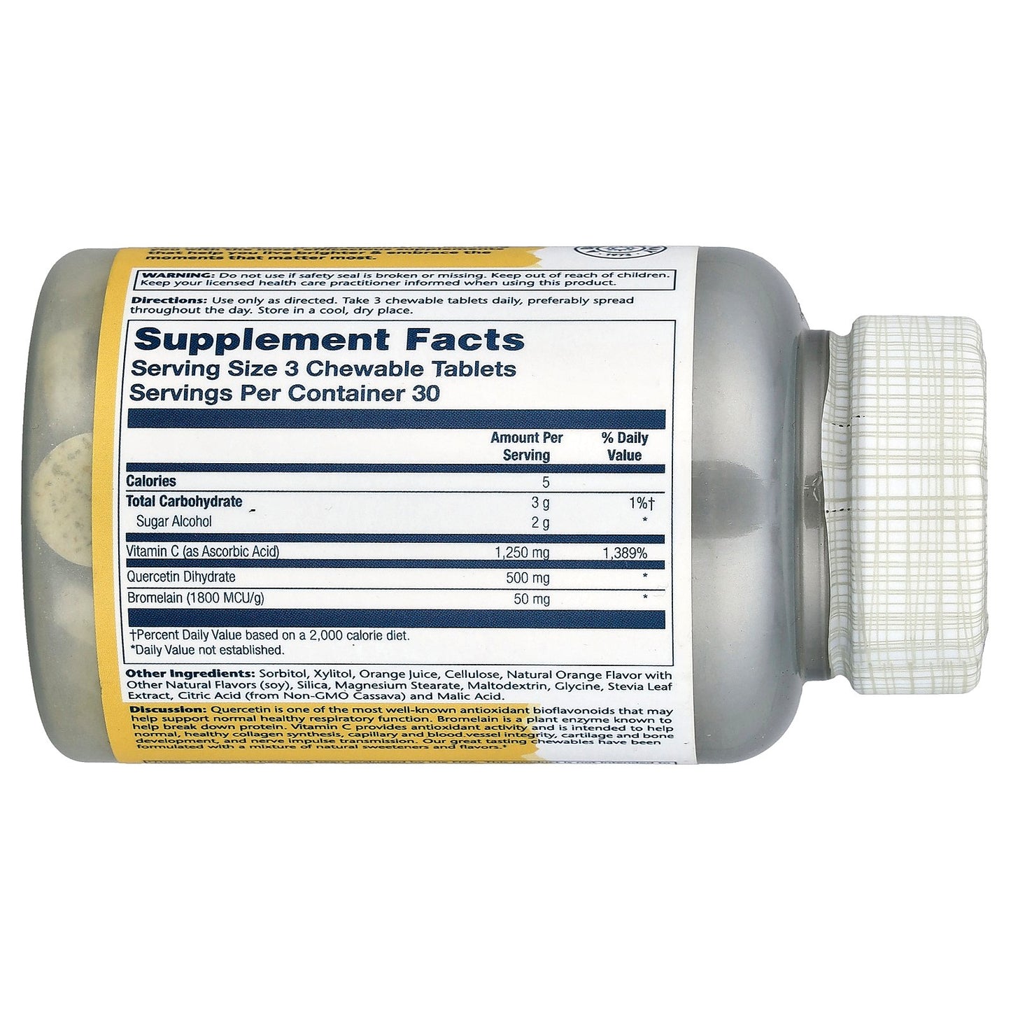 Solaray, Quercetin & Bromelain Plus Vitamin C Chewables,  Natural Orange, 90 Chewables