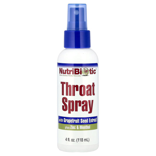 NutriBiotic, Throat Spray with Grapefruit Seed Extract plus Zinc & Menthol, 4 fl oz (118 ml)