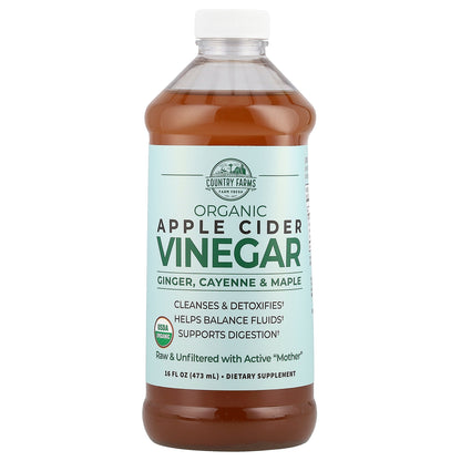 Country Farms, Organic Apple Cider Vinegar with Ginger, Cayenne & Maple, 16 fl oz (473 ml)