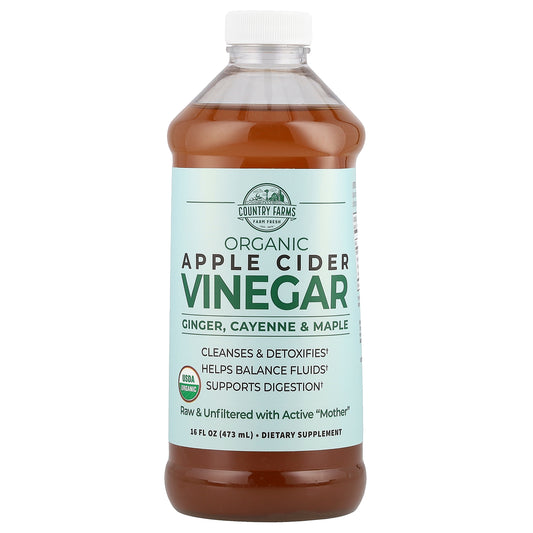 Country Farms, Organic Apple Cider Vinegar with Ginger, Cayenne & Maple, 16 fl oz (473 ml)