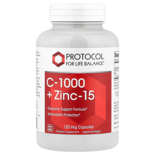 Protocol for Life Balance, C-1000 + Zinc-15, 120 Veg Capsules