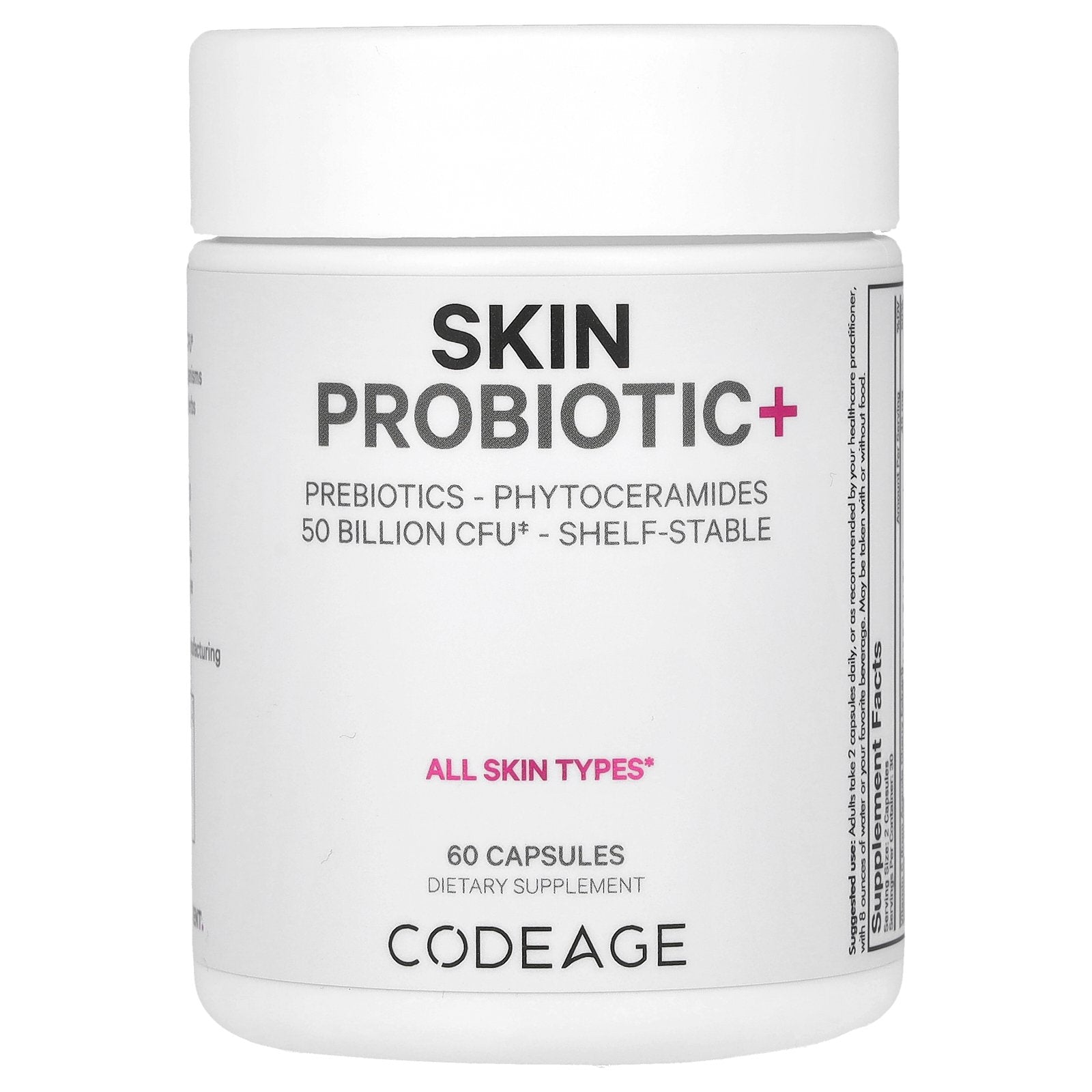 Codeage, Skin Probiotic+, 50 Billion CFU, 60 Capsules