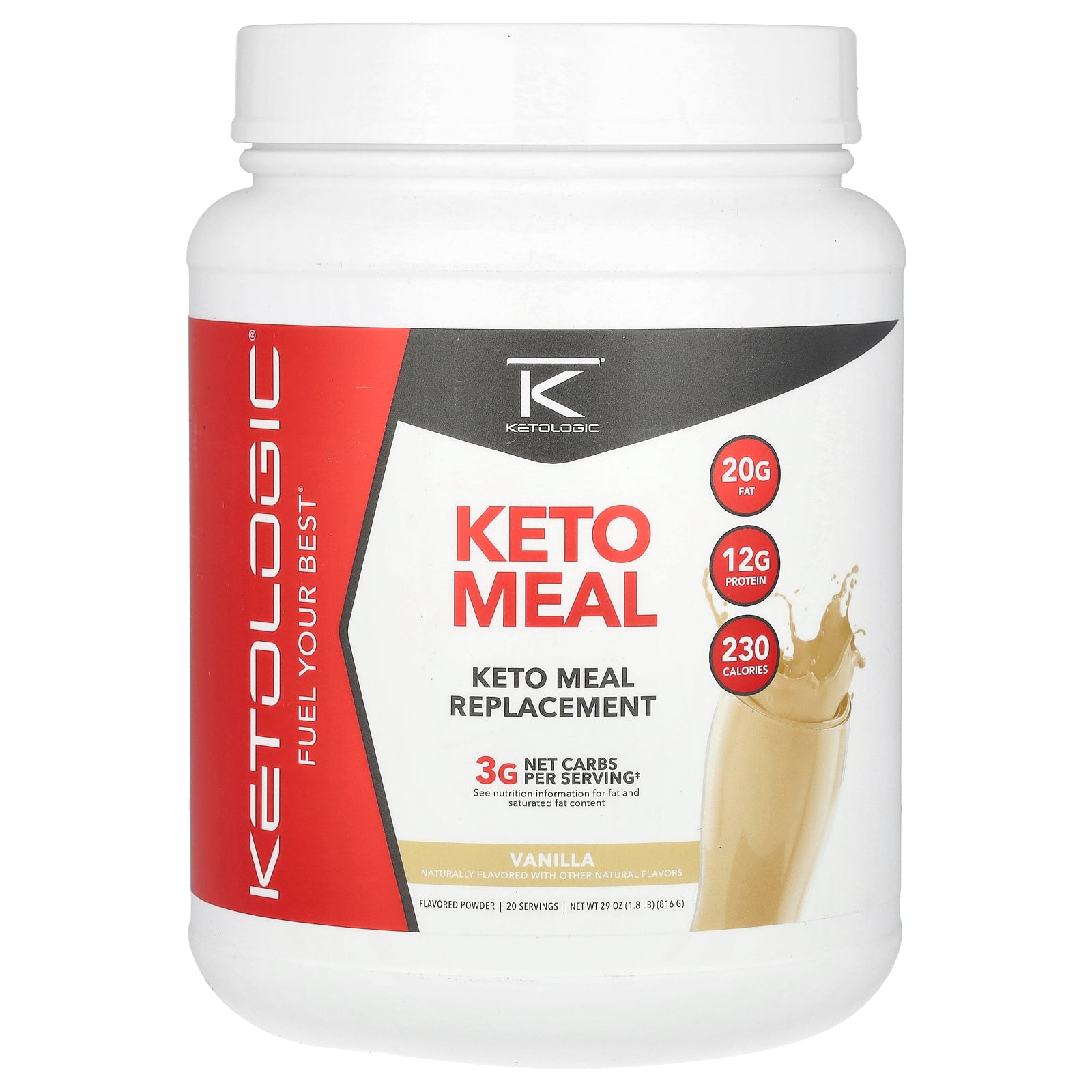 KetoLogic, KetoMeal, Meal Replacement, Vanilla, 1.8 lb (816 g)