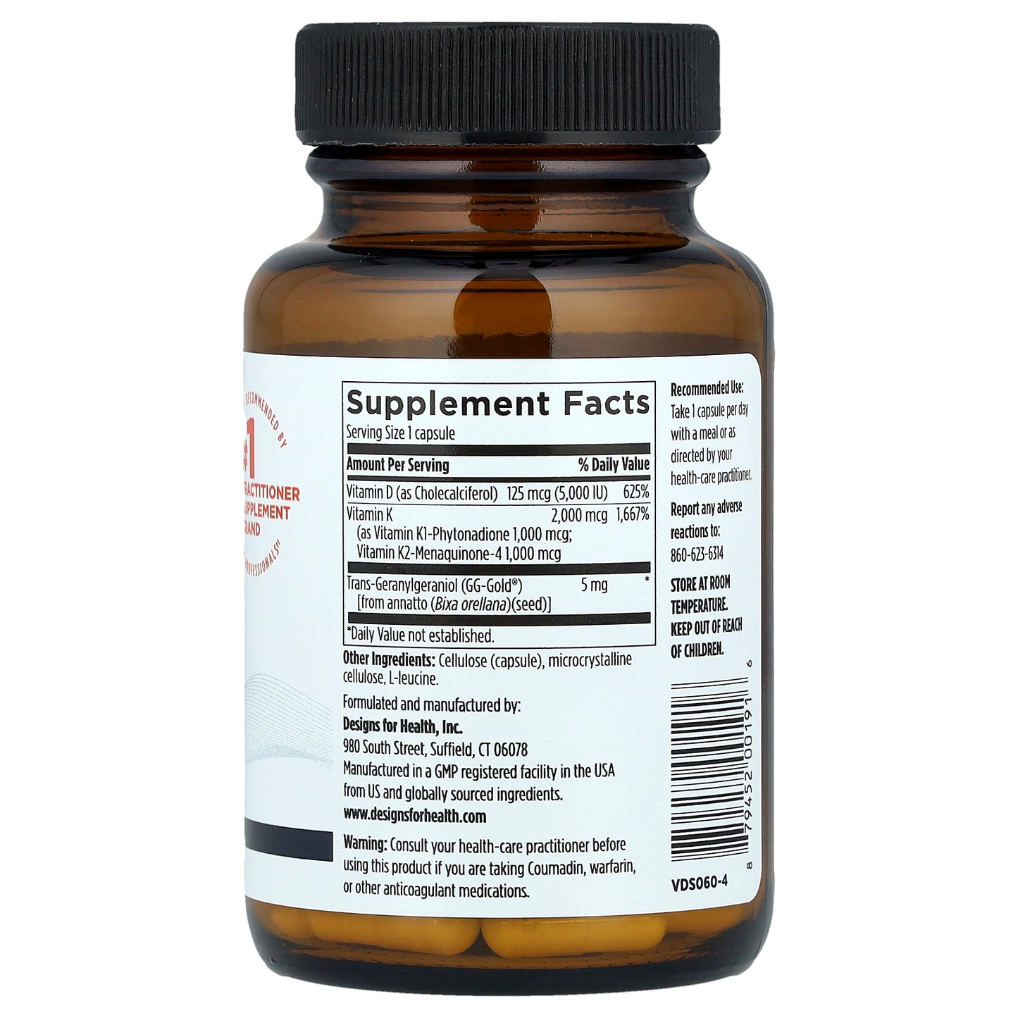 Designs For Health, Vitamin D Supreme, D3 + Vitamin K1, K2, 60 Vegetarian Capsules