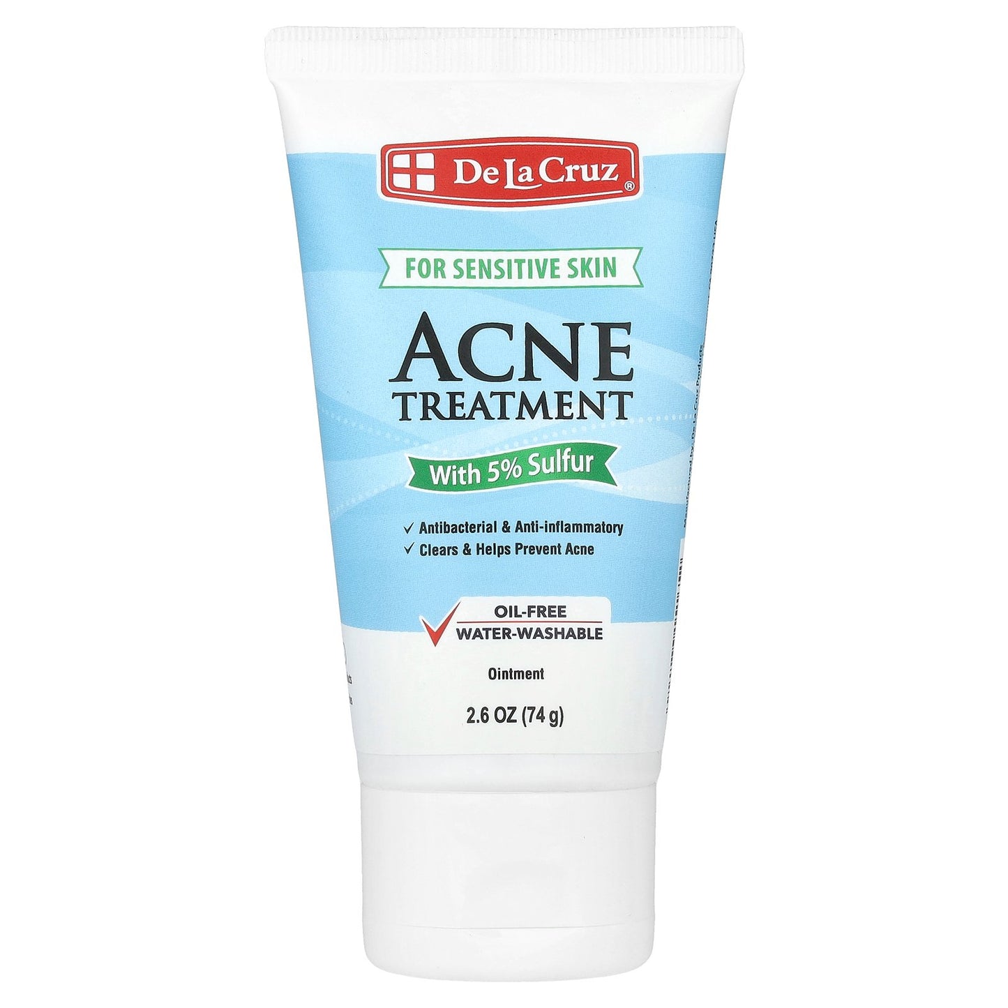 De La Cruz, Acne Treatment Ointment with 5% Sulfur, For Sensitive Skin, 2.6 oz (74 g)