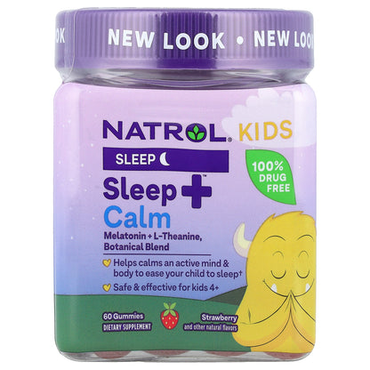 Natrol, Kids, Sleep +™ Calm Gummies, Age 4+, Strawberry, 60 Gummies