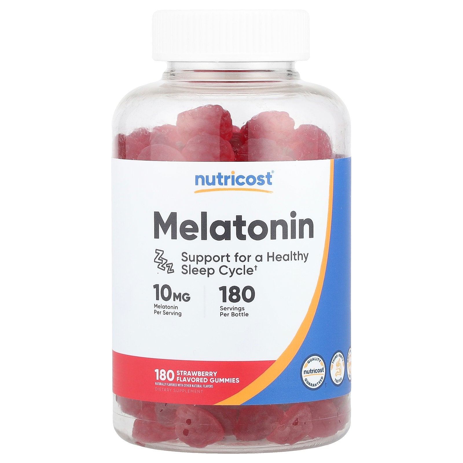 Nutricost, Melatonin Gummies, Strawberry, 10 mg, 180 Gummies