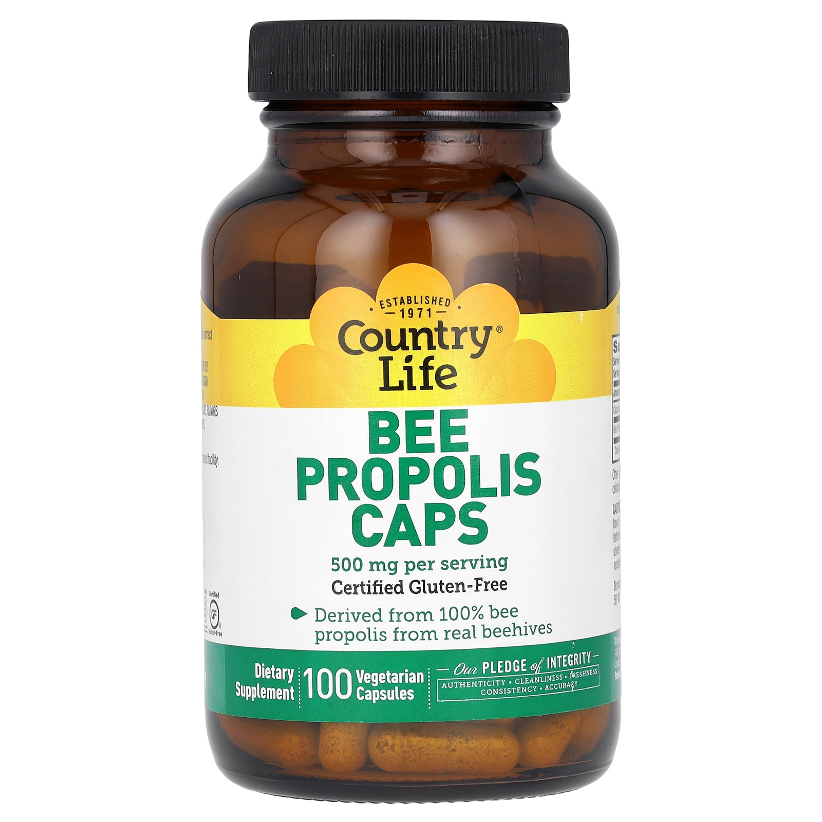 Country Life, Bee Propolis Caps, 500 mg, 100 Vegetarian Capsules (250 mg per Capsule)