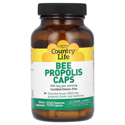 Country Life, Bee Propolis Caps, 500 mg, 100 Vegetarian Capsules (250 mg per Capsule)