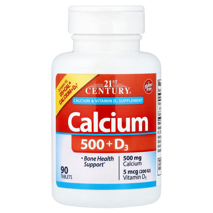 21st Century, Calcium 500 + D3, 90 Tablets