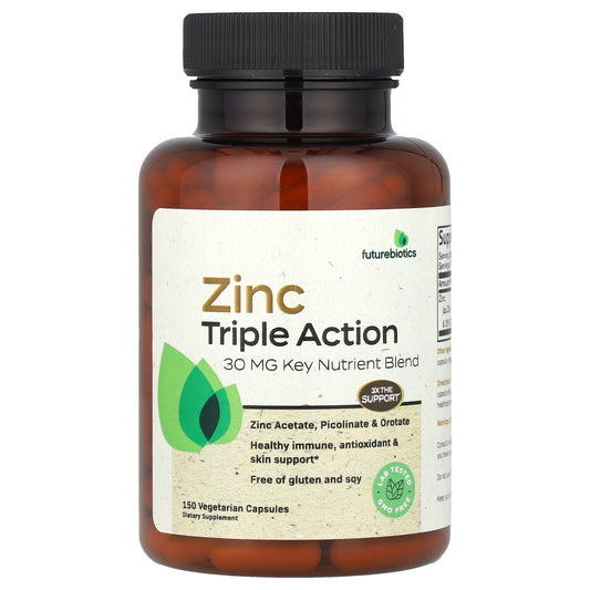 Futurebiotics, Zinc Triple Action, 30 mg, 150 Vegetarian Capsules