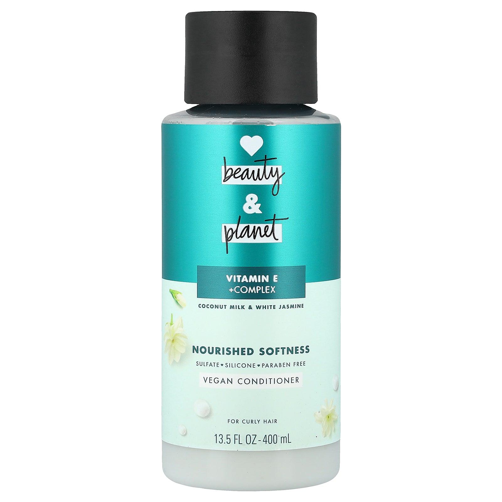 Love Beauty and Planet, Vegan Conditioner, Vitamin E + Complex, Coconut Milk & White Jasmine, For Curly Hair, 13.5 fl oz (400 ml)