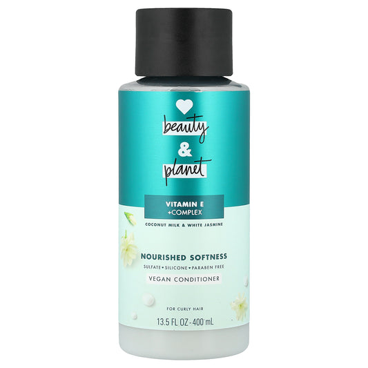 Love Beauty and Planet, Vegan Conditioner, Vitamin E + Complex, Coconut Milk & White Jasmine, For Curly Hair, 13.5 fl oz (400 ml)