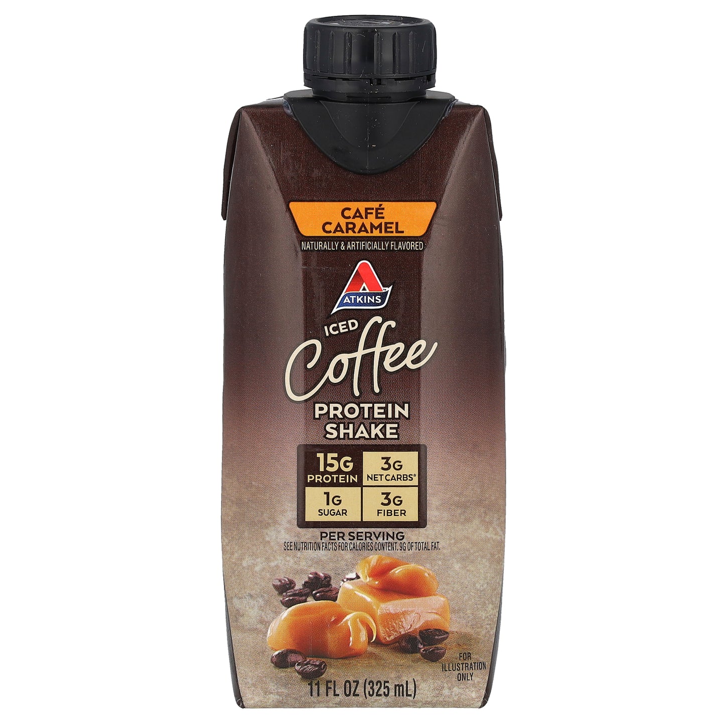 Atkins, Iced Coffee Protein Shake, Cafe Caramel, 4 Shakes, 11 fl oz (325 ml) Each