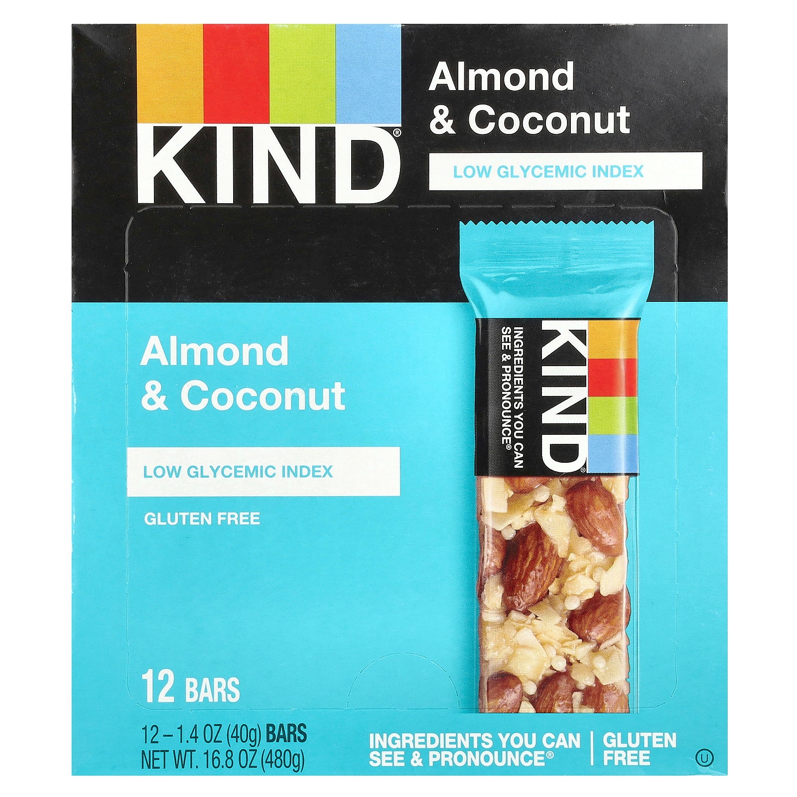 KIND Bars, Almond & Coconut, 12 Bars, 1.4 oz (40 g) Each