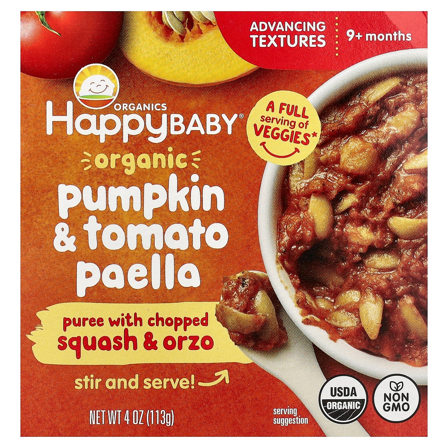 Happy Family Organics, Happy Baby®, Organic Pumpkin & Tomato Paella, 9+ Months, 4 oz (113 g)