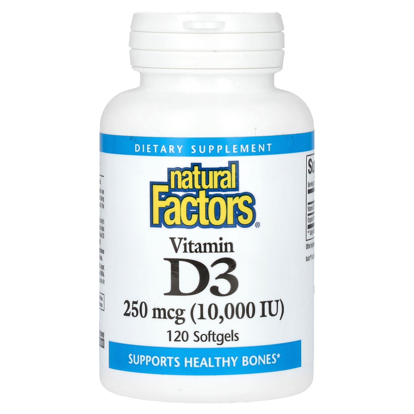 Natural Factors, Vitamin D3, 250 mcg (10,000 IU), 120 Softgels