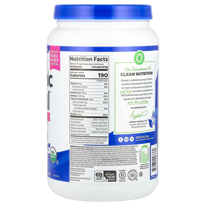 Orgain, Organic Meal™, On-The-Go, Nutrition Plant-Based Shake Powder, Creamy Chocolate Fudge, 2.01 lb (912 g)