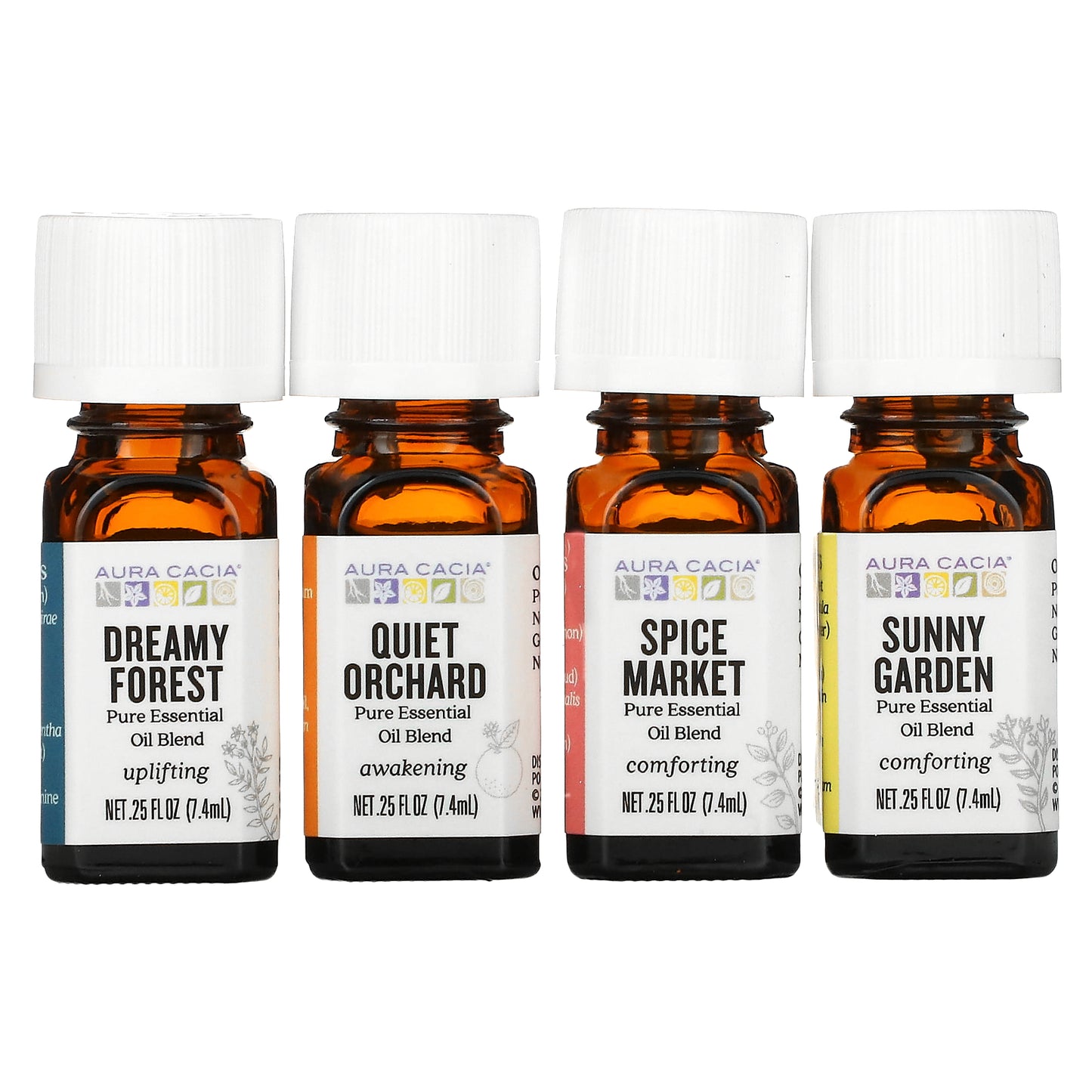 Aura Cacia, Journey Kit, Essential Oil Diffusion Blends, 4 Bottles, 0.25 fl oz (7.4 ml) Each