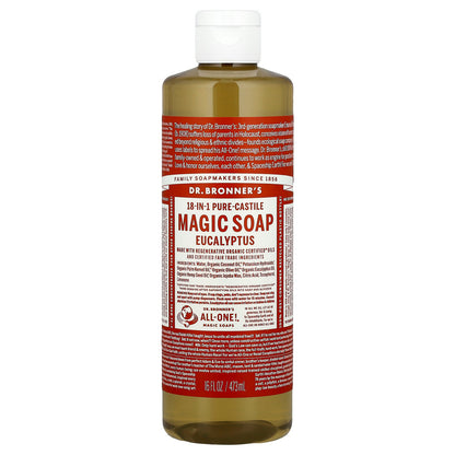 Dr. Bronner's, 18-in-1 Pure-Castile Magic Soap, Eucalyptus, 16 fl oz (473 ml)