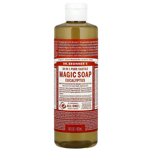 Dr. Bronner's, 18-in-1 Pure-Castile Magic Soap, Eucalyptus, 16 fl oz (473 ml)