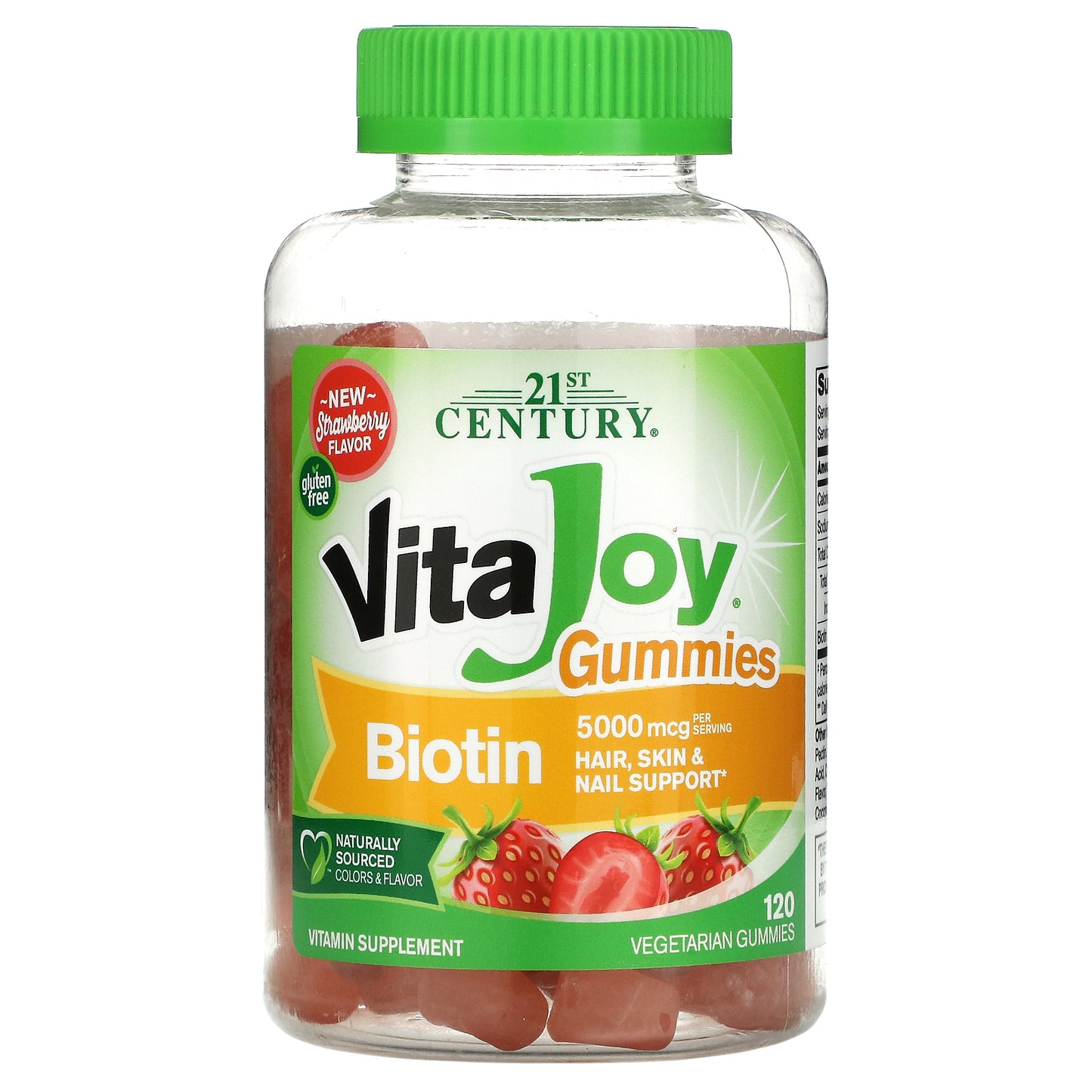 21st Century, VitaJoy® Biotin Gummies, Strawberry, 120 Vegetarian Gummies (2,500 mcg per Gummy)