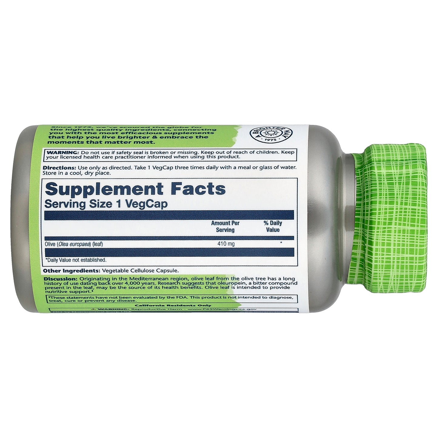 Solaray, True Herbs, Olive Leaf, 410 mg, 100 VegCaps