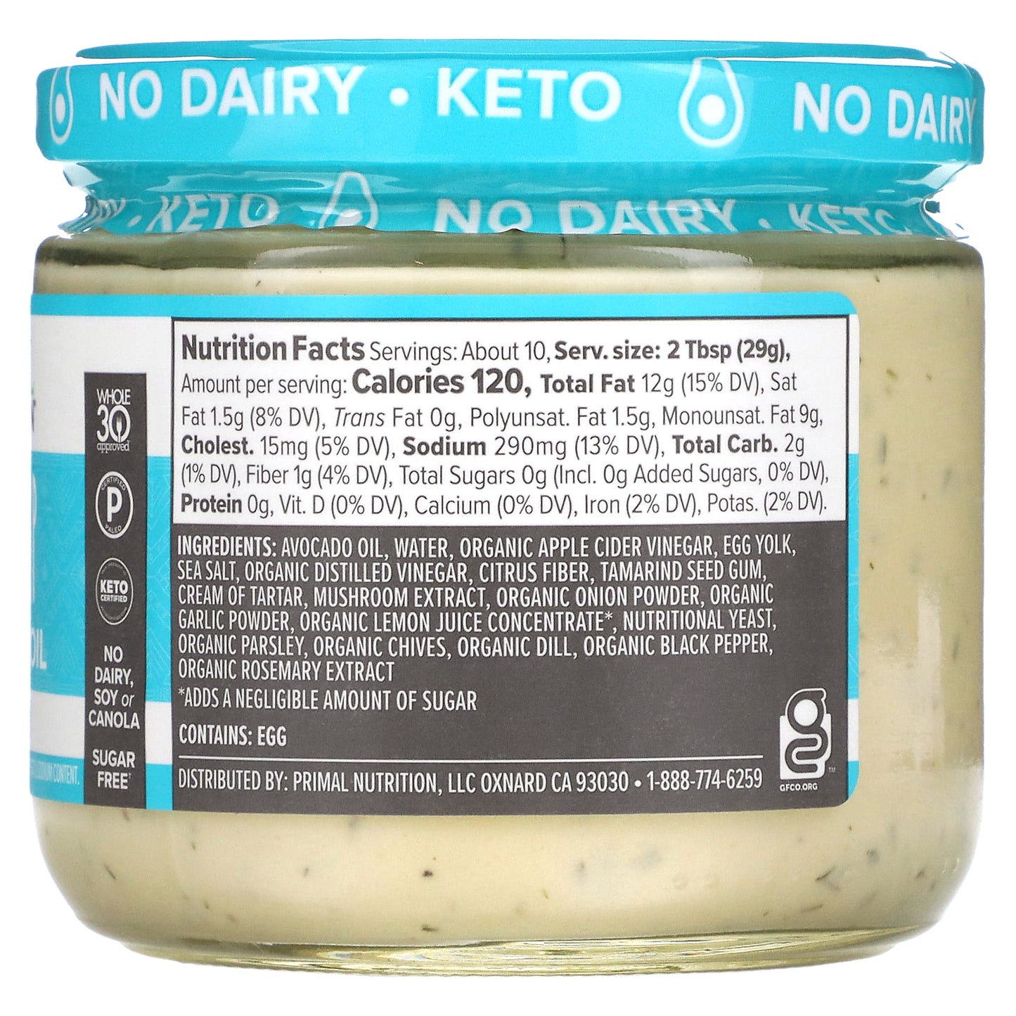 Primal Kitchen, Ranch Dip, 10 oz (283 g)