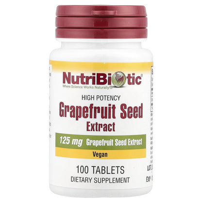 NutriBiotic, Grapefruit Seed Extract, High Potency, 125 mg, 100 Tablets