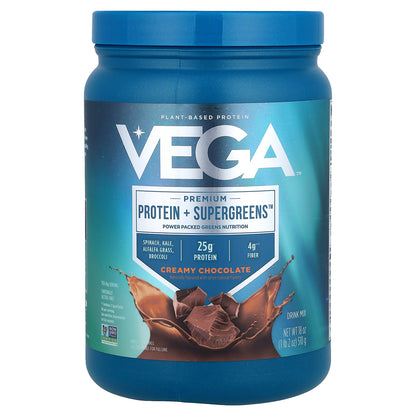 Vega, Premium, Protein + Supergreens™, Creamy Chocolate, 1 lb 2 oz (510 g)