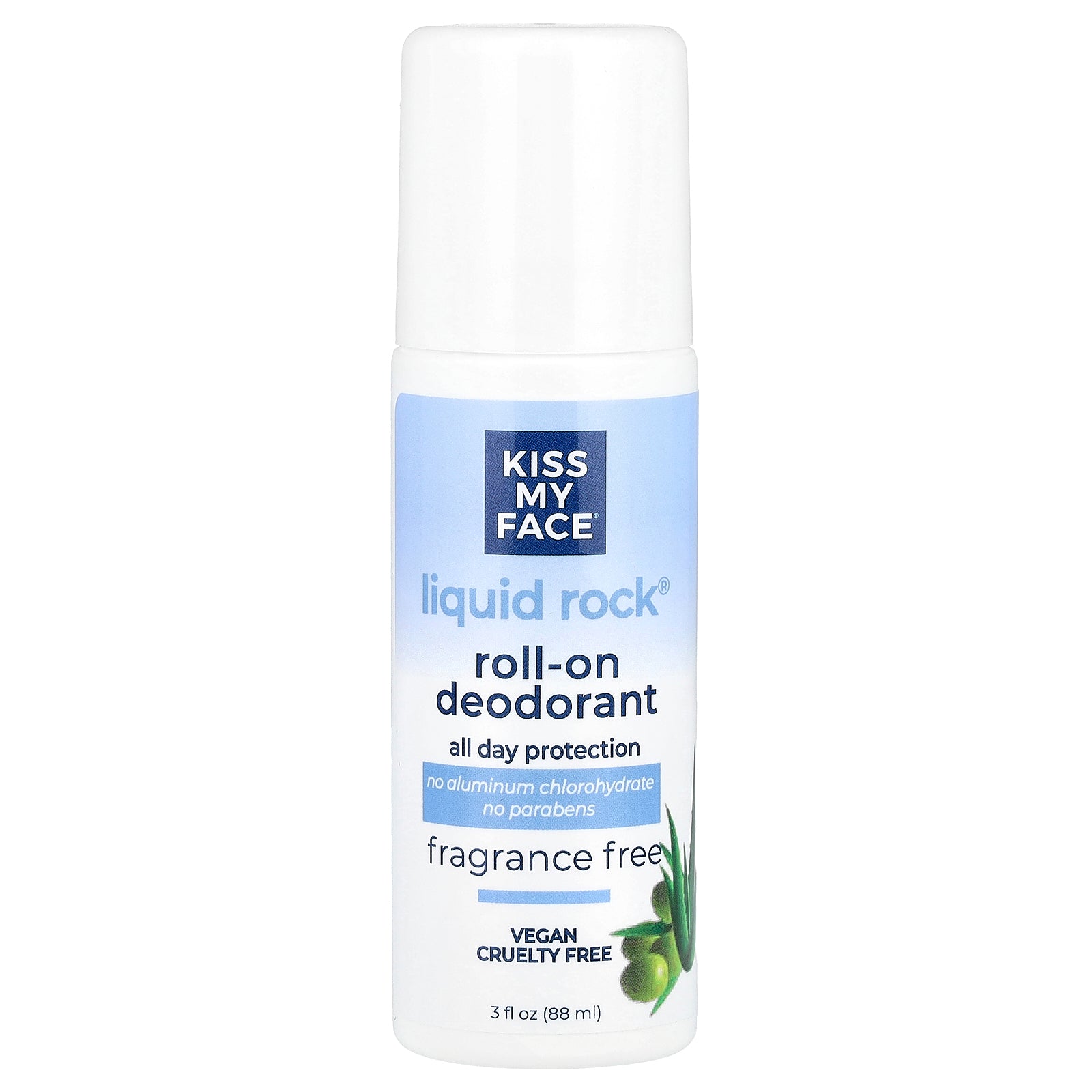 Kiss My Face, Liquid Rock® Roll-On Deodorant, Fragrance Free, 3 fl oz (88 ml)