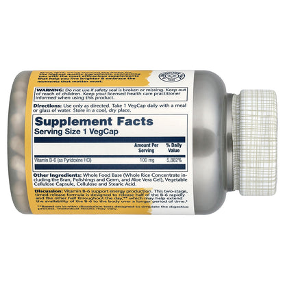 Solaray, Vitamin B-6, Timed Release, 100 mg, 120 VegCaps