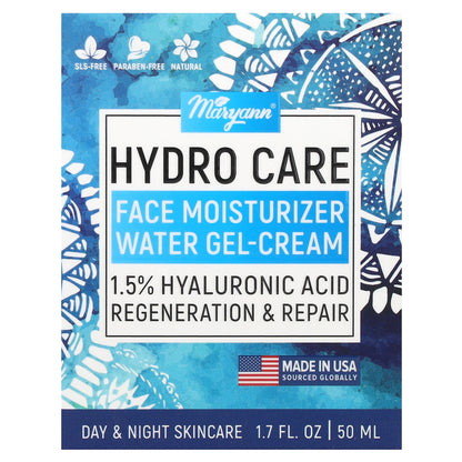 MaryAnn Organics, Hydro Care, Face Moisturizer Water Gel-Cream, 1.7 fl oz (50 ml)