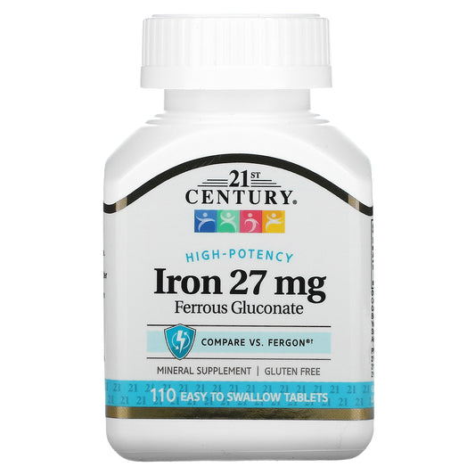 21st Century, High-Potency Iron, 27 mg, 110 Easy to Swallow Tablets