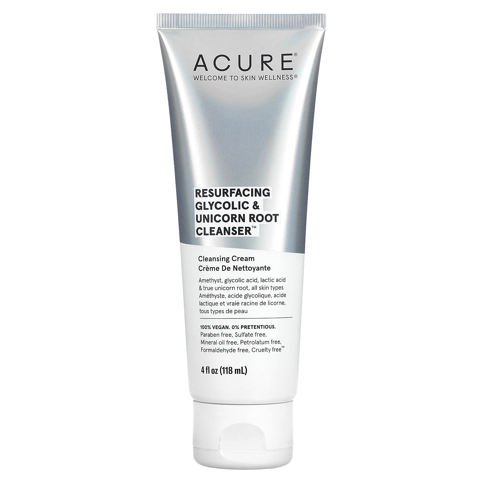 ACURE, Resurfacing, Glycolic & Unicorn Root Cleanser, 4 fl oz (118 ml)