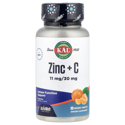 KAL, Zinc + C, Tangerine, 90 Micro Tablets
