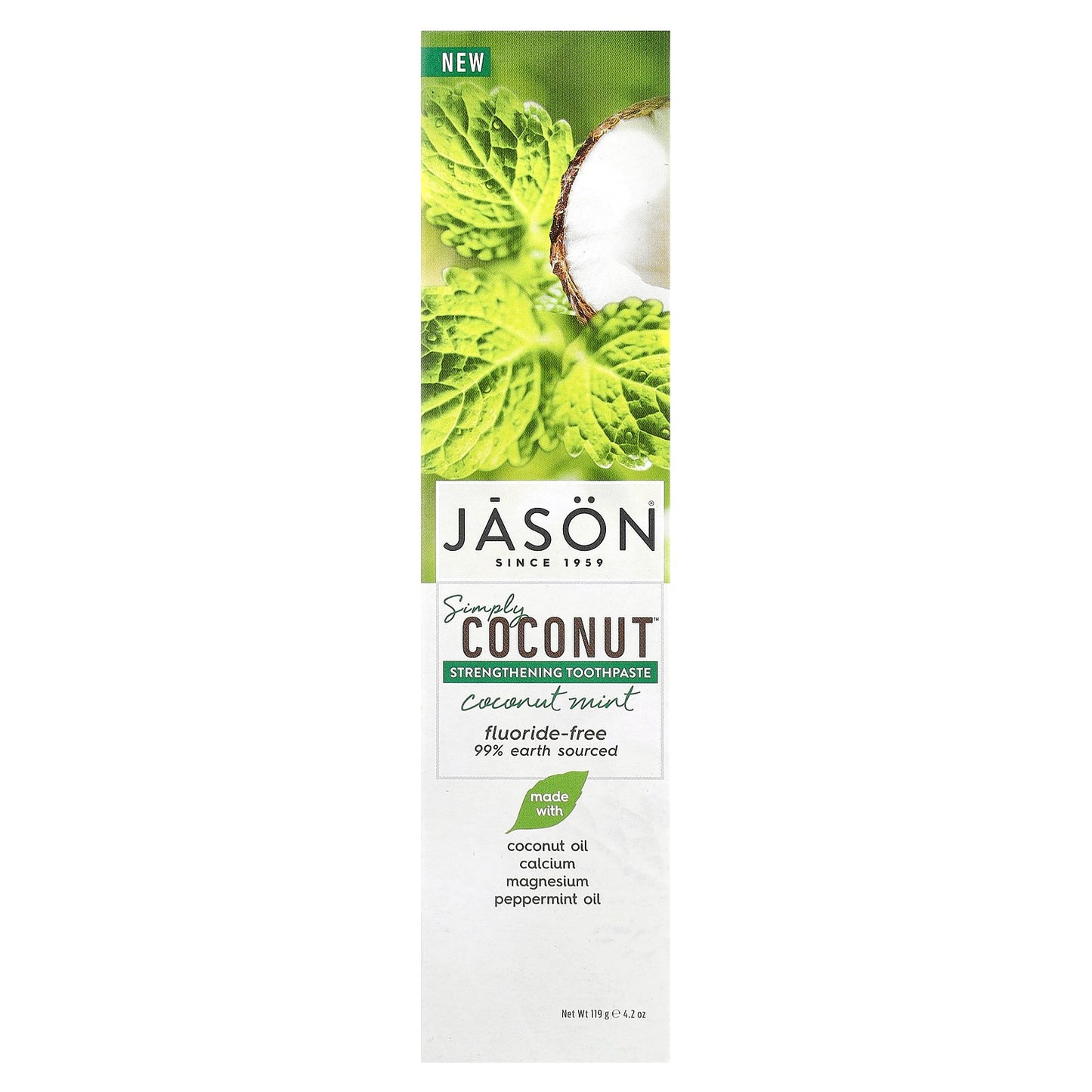 Jason Natural, Simply Coconut, Strengthening Toothpaste, Fluoride-Free, Coconut Mint, 4.2 oz (119 g)