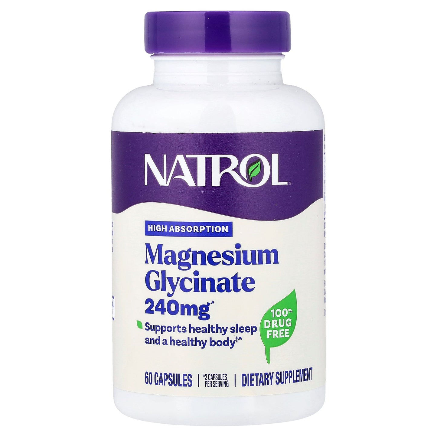 Natrol, Magnesium Glycinate, High Absorption, 60 Capsules (120 mg per Capsule)