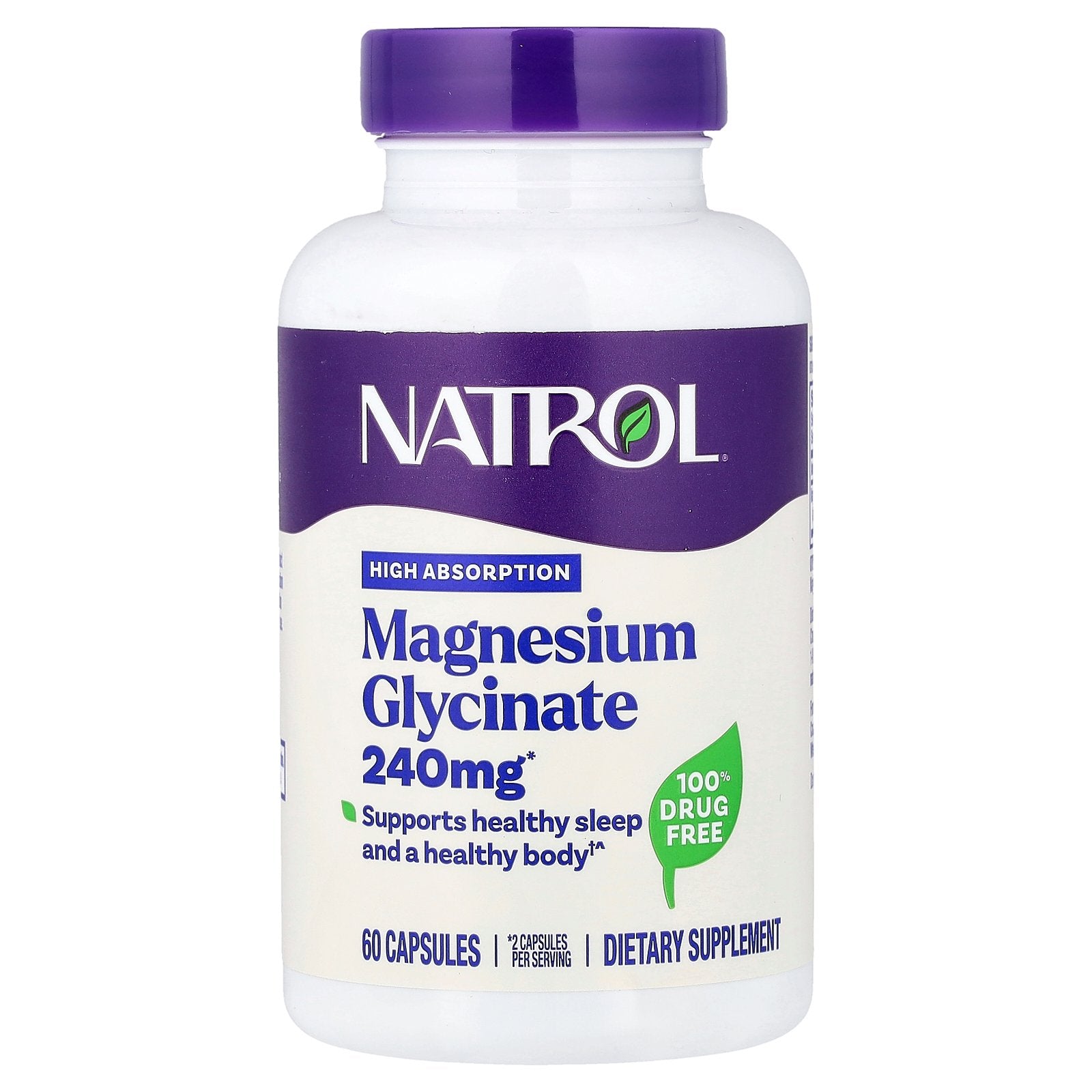 Natrol, Magnesium Glycinate, High Absorption, 60 Capsules (120 mg per Capsule)