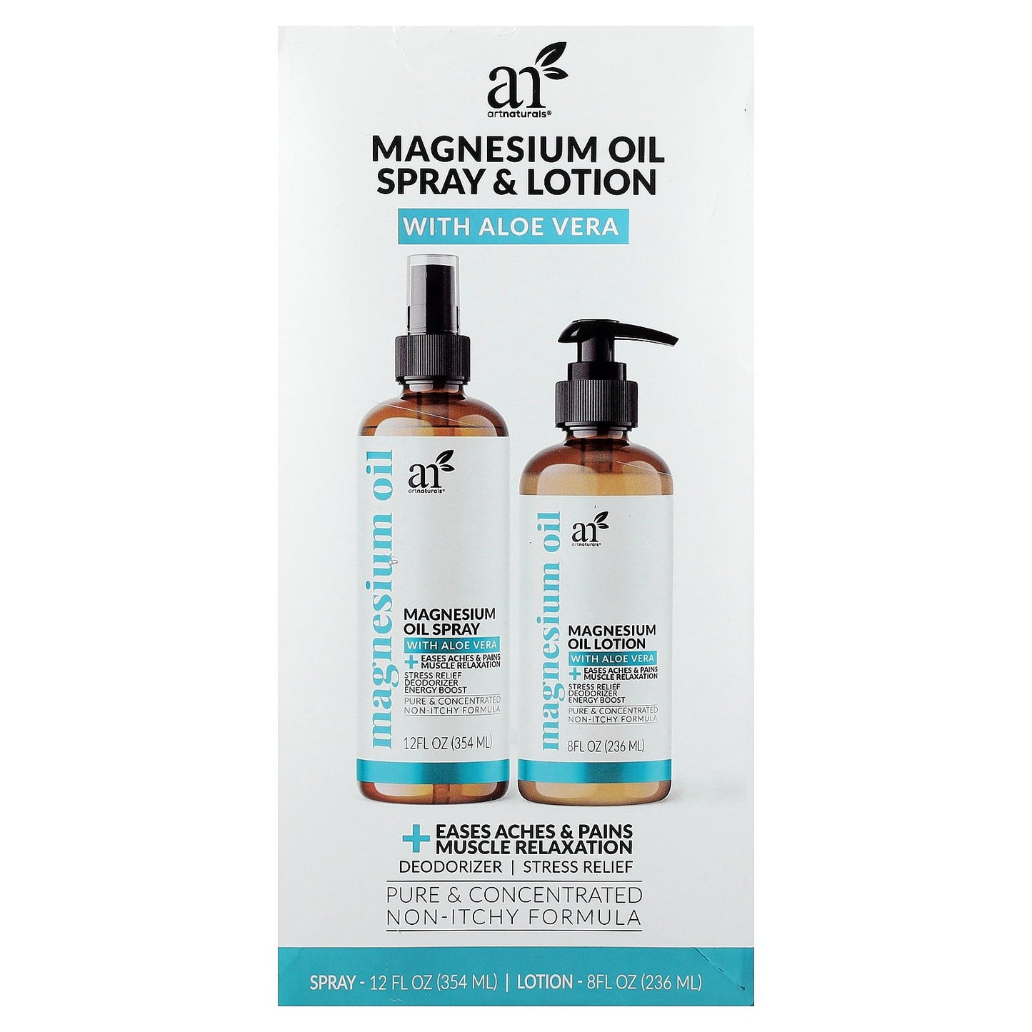 artnaturals, Magnesium Oil Spray & Lotion, 2 Piece Set