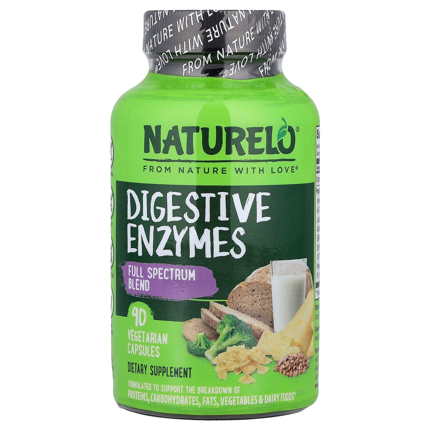 NATURELO, Digestive Enzymes, Full Spectrum Blend, 90 Vegetarian Capsules