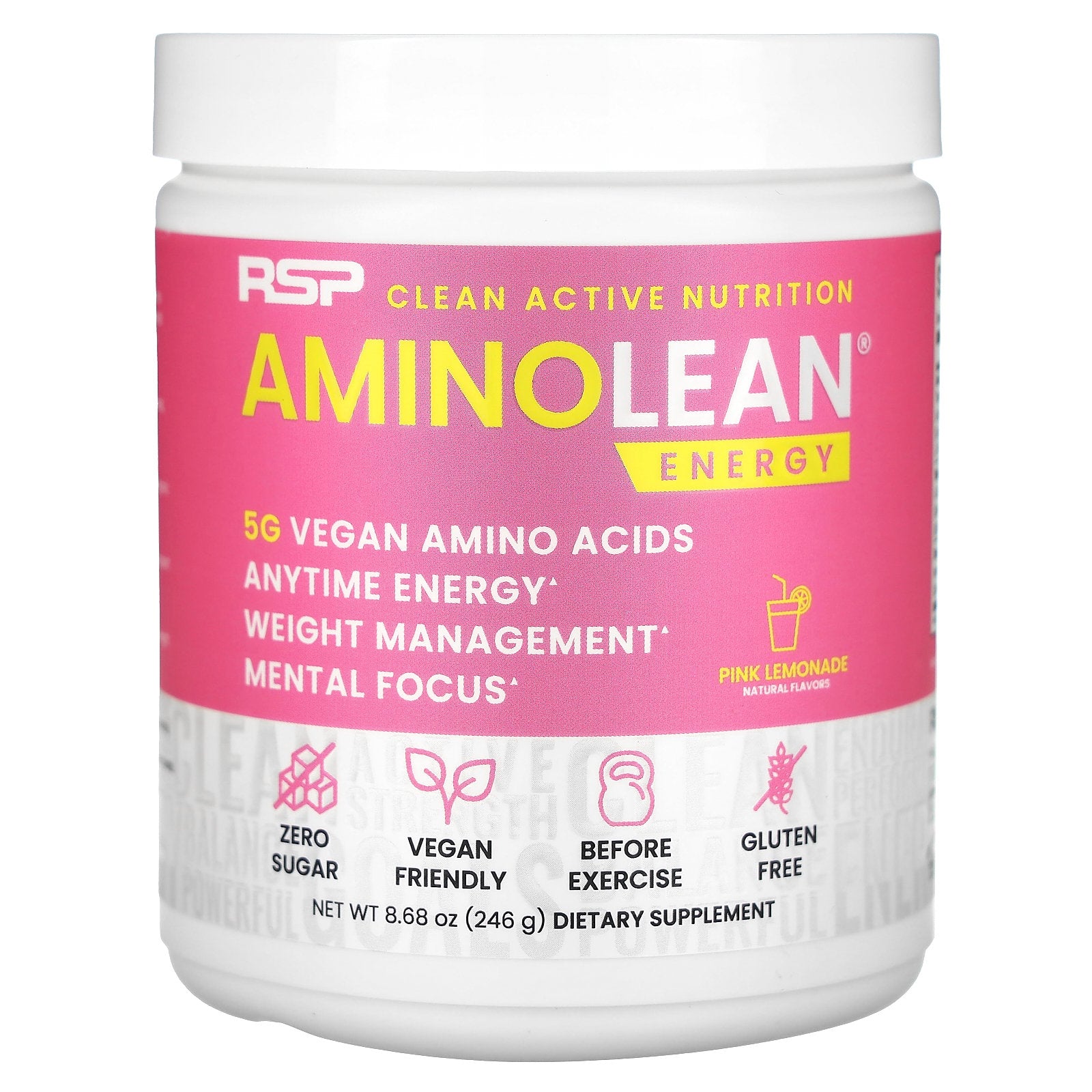 RSP Nutrition, AminoLean, Energy, Pink Lemonade, 8.68 oz (246 g)