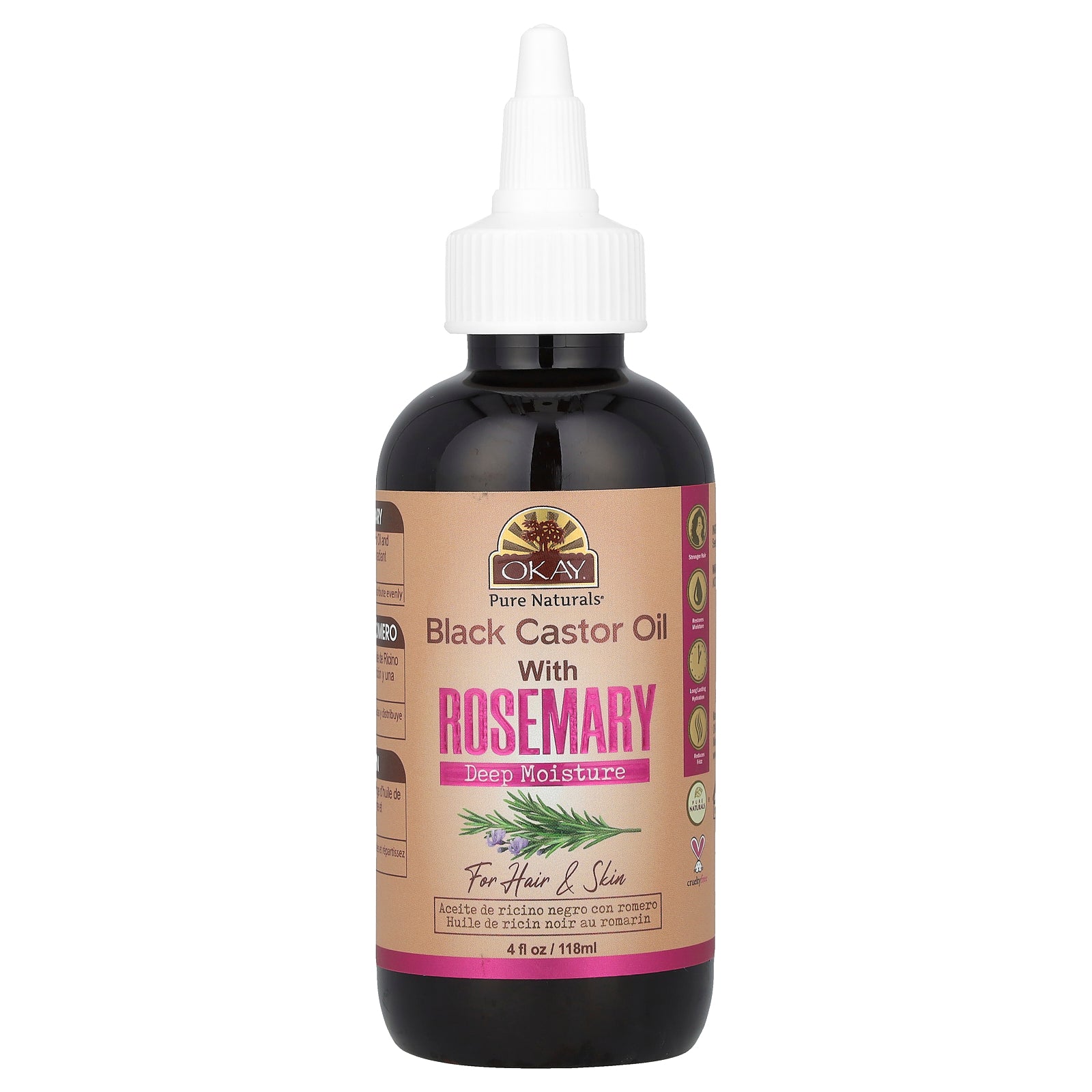 Okay Pure Naturals, Black Castor Oil With Rosemary, 4 fl oz (118 ml)