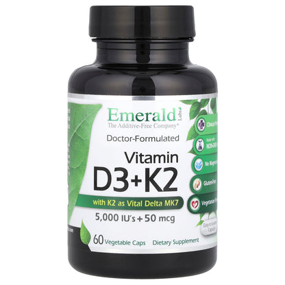 Emerald Laboratories, Vitamin D3 + K2, 60 Vegetable Caps