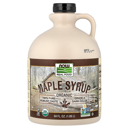 NOW Foods, Real Food, Organic Maple Syrup, Grade A, Dark Color, 64 fl oz (1.89 L)