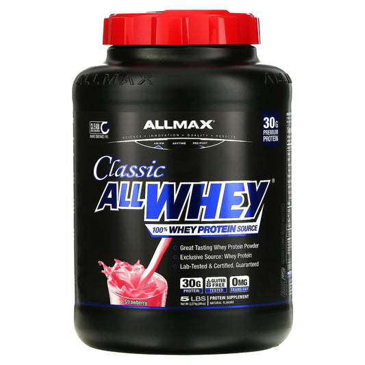 ALLMAX, CLASSIC ALLWHEY®, 100% Whey Protein Source, Strawberry, 5 lbs (2.27 kg)