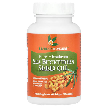 SeaBuckWonders, Sea Buckthorn Seed Oil, 60 Softgels (500 mg per Softgel)